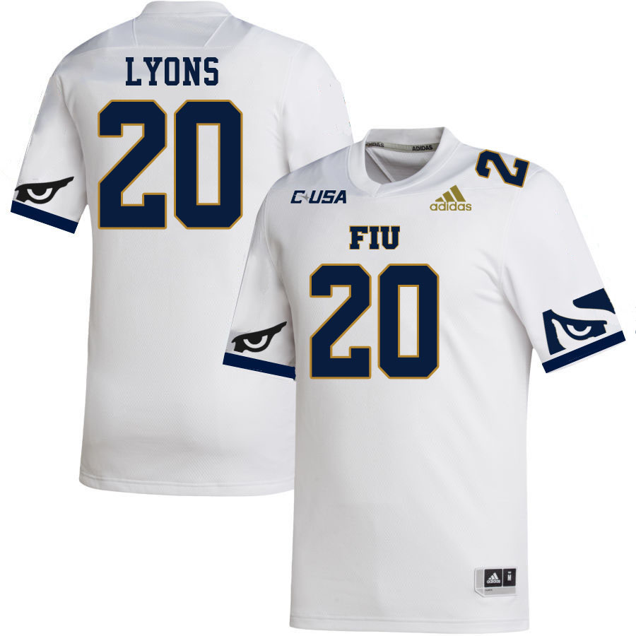 #20 Devonte Lyons FIU Jersey,Florida International University Panthers Football Jersey-White